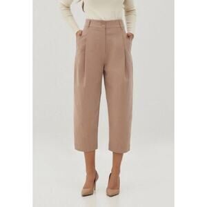 Love, Bonito Calynn Textured Twill Barrel Pants Taupe / Pink Women's 2